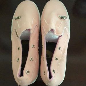 Adorable pink canvas slip ons